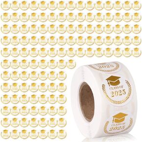500 PCS ملصقات التخرج من عام 2025 ، أختام مظروف التخرج ذاتي التخرج من الذهب.
