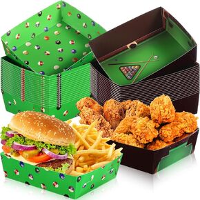Teling 36 Pack Billiard Party Supplies 5 lb Large Paper Trays Food Boat Disposable Plates Bowl Serving Tray for Billiard Themed Birthday Party Decorations Favors
