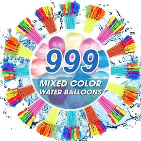 999 PCS بالونات ماء ، ملء سريع لحفل الصيف ختم ذاتي مزيج ملون بالون ماء للمتعة ملء سريع للبالونات الماء للأطفال البالغين في الهواء الطلق في الهواء الطلق