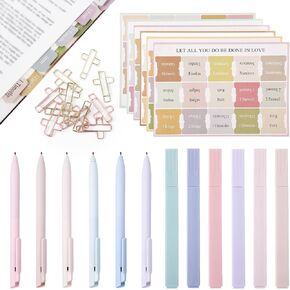 97 PCS Bible Study Supplies Kit ، Kounding Kiter Kit Pible for Women with Tabs ، Journaling Supplies with Cross Paper Clips ، Susture Supplies Excessories for Gifts Students Students