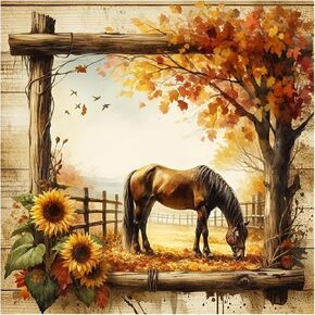 مجموعات اللوحات الماس Sjutouci Fall للبالغين ، وأطقم فن الحصان الماس للمبتدئين ، 5D DIY Full Drill Gem Craft Art for Home Decor Gift 11.8x11.8 Inch ، Animal