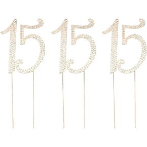 3pcs 15 Rhinestone Cake Topper Anniversary Cake Topper Birthday Cake Topper Number Cake Topper