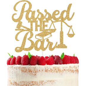Passed The Bar Cake Topper, Congrats 2025 Lawyer Grad/Future Lawyer/Case Closed Cake Decor, Class of 2025 Law School Survivor Graduation Party Decoration Supplies, Gold Glitter