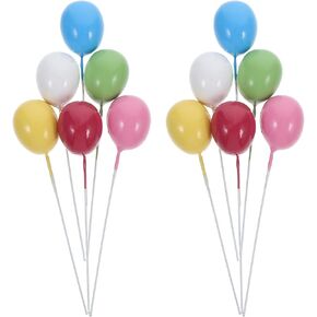 FAVOMOTO 12 Pcs Mini Balloon Cake Toppers - Colorful Balloon Picks for Cupcake Baking Decoration for Wedding Donut Foam Birthday Cake Decorations