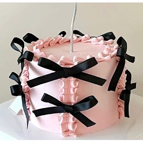 Jevenis Pink and Black Bow Cake Topper - Decoration Balletcore لعيد الميلاد ، دش الطفل ، حفل زفاف