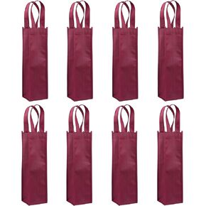Sdootjewelry Wine Gift Bag, Single Wine Bags 24 Packs, Wine Bags for Wine Bottles Gifts, Non-woven Wine Gift Bags with Handles, Dark Red