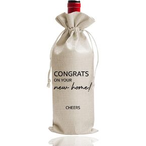 DOI-LANEE Housewarming Gift Wine Bags, Housewarming Party Decorations, Return Burlap Drawstring Wine Bag, Realtor Gifts to Clients New Home Owner, Personalized Gift Ideas