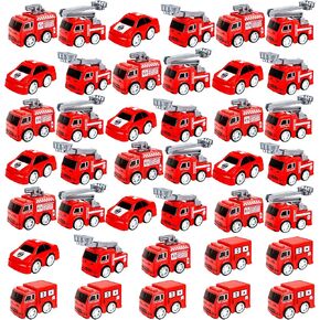 40 PCS MINI التراجع الشاحنات الإطفاء لعبة البلاستيك تراجع لعبة FireTrucks لعبة الحريق الصغير وشاحنات ألعاب الطوارئ لتوصيلات عيد ميلاد رجال الإطفاء ، 5 أنماط