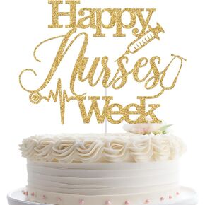 Happy Nurses Week Cake Topper, National Nurses Week Cake Decor, Thank You Nurses - We Appreciate You Decor, Nursing School Party Decorations Gold Glitter