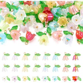 cheriswelry 48pcs زهرة حرك المعلقات السحر السحر الزهري اللطيف