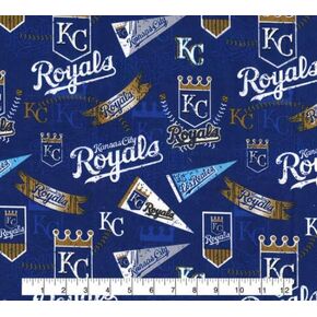 Kansas City Royals Cotton Fabric - MLB Team Logo Coton Fabric by The Yard ، Fat Quarter ، Half Yard ، 1 Yard ، 2 Yard