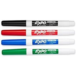 Expo 2 علامات مسح الجافة المنخفضة ، النقطة الدقيقة ، ألوان متنوعة (4 عبوات من 4)
