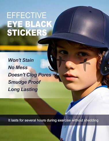 80 Pairs Breathable Cross Eye Black Stickers for Men Women, Sports Face Eyeblack Sticker for Football Baseball Softball Themed Party Birthday Party Supplies in Saudi Arabia