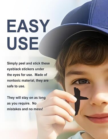 80 Pairs Breathable Cross Eye Black Stickers for Men Women, Sports Face Eyeblack Sticker for Football Baseball Softball Themed Party Birthday Party Supplies in Saudi Arabia