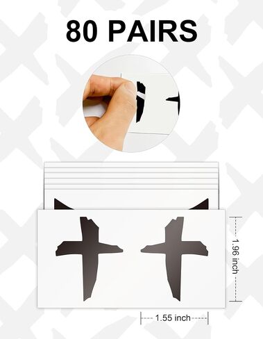 80 Pairs Breathable Cross Eye Black Stickers for Men Women, Sports Face Eyeblack Sticker for Football Baseball Softball Themed Party Birthday Party Supplies in Saudi Arabia