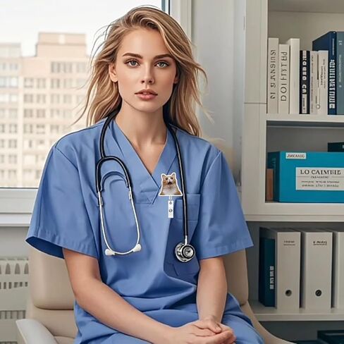 Fun Cat Badge Reel,Cute Tuxedo Cat Acrylic Badge for ID Card Badge,Funny Telescoping Retractable Badge Holder Alligator Clip Accessories for Nurse,Medical Worker,Nursing Student,Teacher in Kuwait