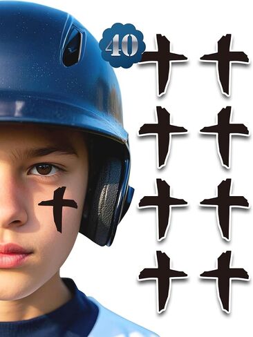 80 Pairs Breathable Cross Eye Black Stickers for Men Women, Sports Face Eyeblack Sticker for Football Baseball Softball Themed Party Birthday Party Supplies in Saudi Arabia