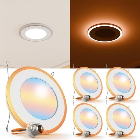 Sunco 12 Pack 6 Inch LED Recessed Light, Can Lights for Ceiling, Flat with Nightlight, 1200 Lumens, Selectable CCT 2700K/3000K/4000K/5000K/6000K, Dimmable, 13W UL in Kuwait
