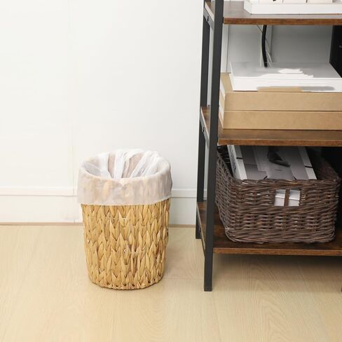 Wicker Waste Basket, Handwoven Water Hyacinth Trash Can Small Bathroom Trash Can Boho Woven Decorative Office Garbage Cans for Bedroom Bathroom Kitchen Living Room in Saudi Arabia