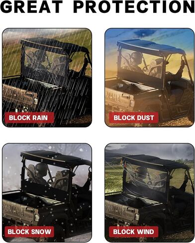 زجاج أمامي ناعم لـ Yamaha Rhino & Massimo UTVs - زجاج أمامي من PVC مع رؤية ممتازة، مقاوم للماء وقوي ضد الثقوب والتمزق والتآكل. in Kuwait