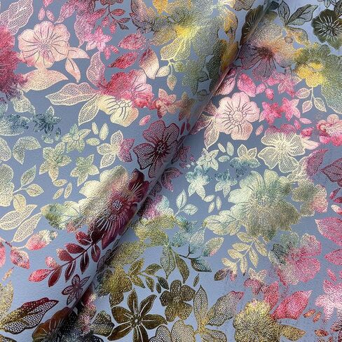 16" x 54" Colorful Floral Faux Leather Fabric for DIY Crafts, Patterned Leatherette PU Fabric for Makeup Case Handbags Purse DIY Repair Projects-Violet in Saudi Arabia