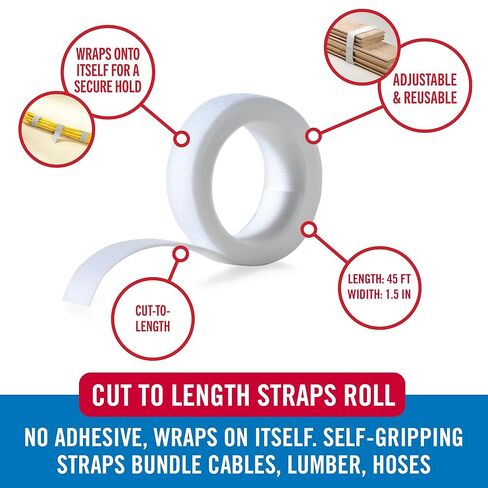 VELCRO Brand Heavy Duty ONE-WRAP Self Gripping Roll, 45ft x 1.5in, Black in Kuwait