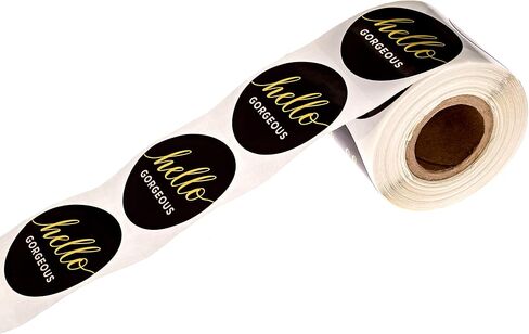 Hello Gorgeous Stickers / 250 Small Business Labels / 1.5" Order Package Envelope Seals/Elegant Gold Foil Sticker/Made in The USA in Kuwait