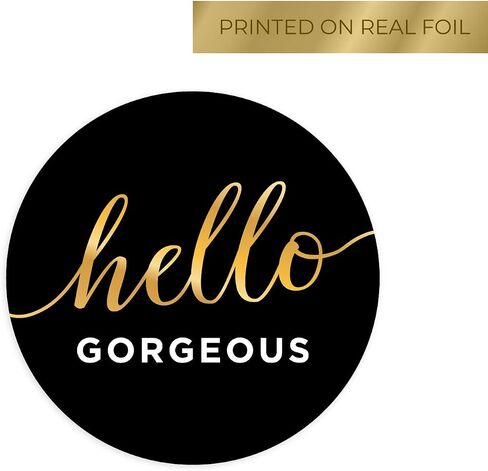 Hello Gorgeous Stickers / 250 Small Business Labels / 1.5" Order Package Envelope Seals/Elegant Gold Foil Sticker/Made in The USA in Kuwait
