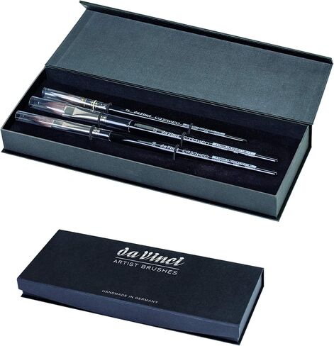 da Vinci Watercolor Series 5240 Deluxe Paint Brush Set, Natural Hair and Synthetic with Wooden Storage Box and Brush Soap, Multiple Sizes, 5 Brushes (Series 36, 991, 5530, 5550) in Kuwait