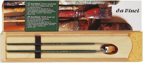 da Vinci Watercolor Series 5240 Deluxe Paint Brush Set, Natural Hair and Synthetic with Wooden Storage Box and Brush Soap, Multiple Sizes, 5 Brushes (Series 36, 991, 5530, 5550) in Kuwait