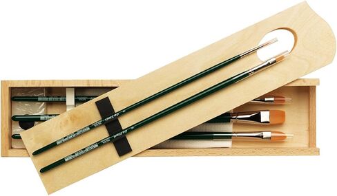 da Vinci Watercolor Series 5240 Deluxe Paint Brush Set, Natural Hair and Synthetic with Wooden Storage Box and Brush Soap, Multiple Sizes, 5 Brushes (Series 36, 991, 5530, 5550) in Kuwait