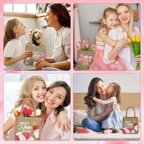 Huhumy 12 Pack Easter Burlap Bags with Tags Goodie Treat Jute Bags for Kids Favor Bunny Egg Hunt Gift(Easter) in Kuwait