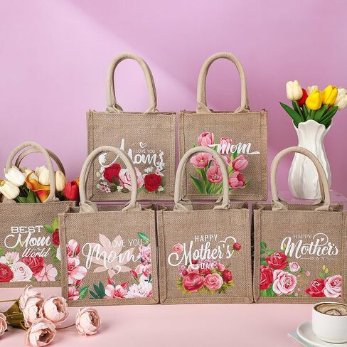 Huhumy 12 Pack Easter Burlap Bags with Tags Goodie Treat Jute Bags for Kids Favor Bunny Egg Hunt Gift(Easter) in Kuwait