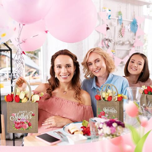 Huhumy 12 Pack Easter Burlap Bags with Tags Goodie Treat Jute Bags for Kids Favor Bunny Egg Hunt Gift(Easter) in Kuwait