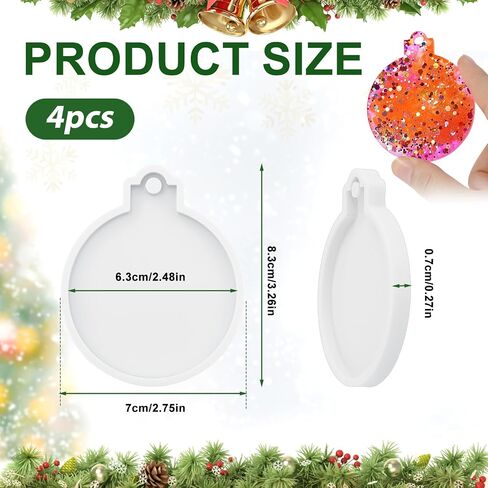 BOXOB 4pcs White Silicone Christmas Resin Molds, 3.26x2.75 Inch Soft Pendant Molds with Hole for DIY Crafts Jewelry Making in Saudi Arabia