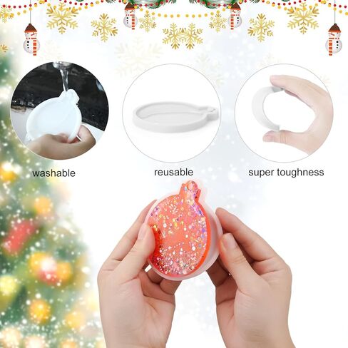 BOXOB 4pcs White Silicone Christmas Resin Molds, 3.26x2.75 Inch Soft Pendant Molds with Hole for DIY Crafts Jewelry Making in Saudi Arabia