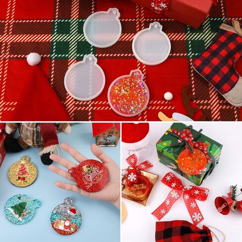 BOXOB 4pcs White Silicone Christmas Resin Molds, 3.26x2.75 Inch Soft Pendant Molds with Hole for DIY Crafts Jewelry Making in Saudi Arabia