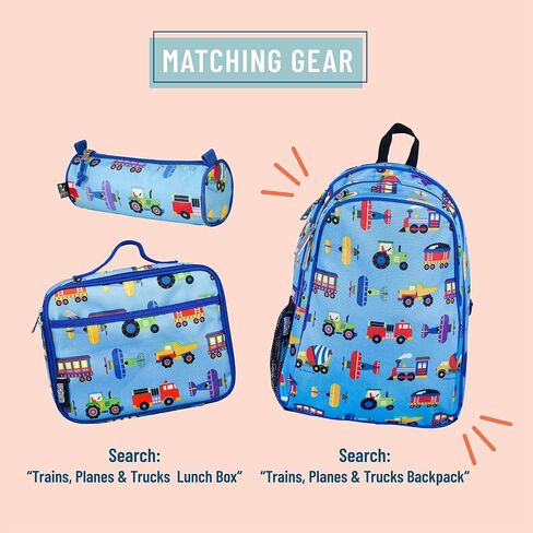 Wildkin Kids Zippered Pencil Case for Boys and Girls, Perfect for Packing School Supplies and Travel,600-Denier Polyester Pencil Cases Measures 8x3x3 Inches (Trains Planes & Trucks) in Saudi Arabia