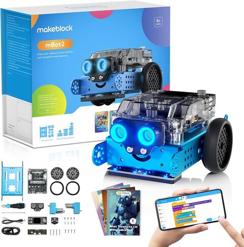 Makeblock mBot2 Rover Robotics Kit, Interactive Emo Robot for Coding Learning and Outdoor Play, Remote Control Coding Robot for Kids 8-12 and up, STEM Educational Building Toys Gifts for Kids in Kuwait