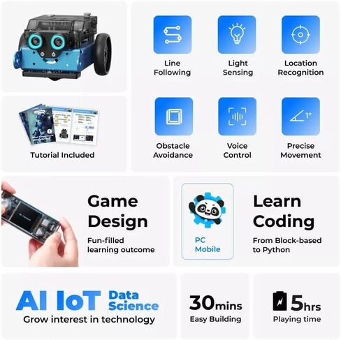 Makeblock mBot2 Rover Robotics Kit, Interactive Emo Robot for Coding Learning and Outdoor Play, Remote Control Coding Robot for Kids 8-12 and up, STEM Educational Building Toys Gifts for Kids in Kuwait