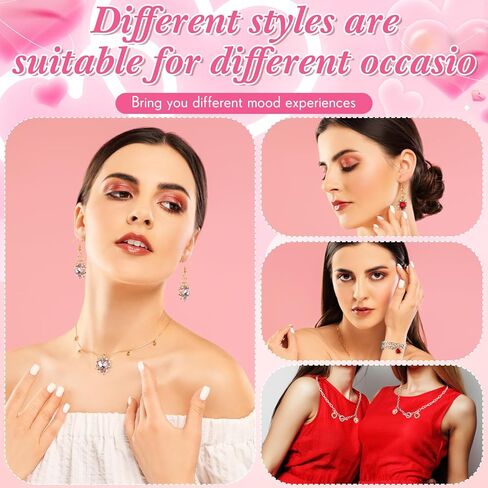 48 Pcs Heart Rhinestone Charms Alloy Valentine Heart Charms Pendants for Jewelry Making Crystal Dangle for Valentines DIY Crafts(Red, Rose Gold, Hot Pink,16 mm) in Kuwait