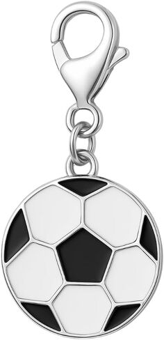 Sportybella Soccer Clip on Charm, Zipper Pull, Purse/Lanyard/Case/Bracelet Charm, Soccer Charms for DIY Jewelry Making Gifts for Soccer Players (Black and White) in Kuwait