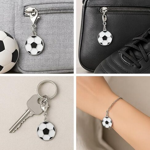 Sportybella Soccer Clip on Charm, Zipper Pull, Purse/Lanyard/Case/Bracelet Charm, Soccer Charms for DIY Jewelry Making Gifts for Soccer Players (Black and White) in Kuwait