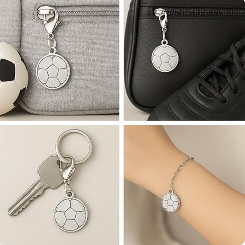 Sportybella Soccer Clip on Charm, Zipper Pull, Purse/Lanyard/Case/Bracelet Charm, Soccer Charms for DIY Jewelry Making Gifts for Soccer Players (Black and White) in Kuwait
