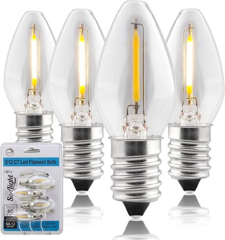 LED Night Light Bulb – C7 E12 LED Bulbs – Candelabra Light Bulbs, 1 Watt Equivalent 10W Incandescent Bulb, Warm White 2700K, Window Candles & Chandeliers Replacement Bulb, 8 Pack in Kuwait