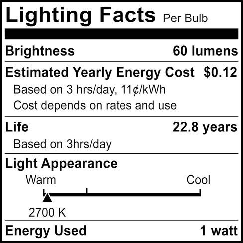 LED Night Light Bulb – C7 E12 LED Bulbs – Candelabra Light Bulbs, 1 Watt Equivalent 10W Incandescent Bulb, Warm White 2700K, Window Candles & Chandeliers Replacement Bulb, 8 Pack in Kuwait