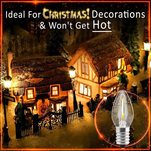LED Night Light Bulb – C7 E12 LED Bulbs – Candelabra Light Bulbs, 1 Watt Equivalent 10W Incandescent Bulb, Warm White 2700K, Window Candles & Chandeliers Replacement Bulb, 8 Pack in Kuwait