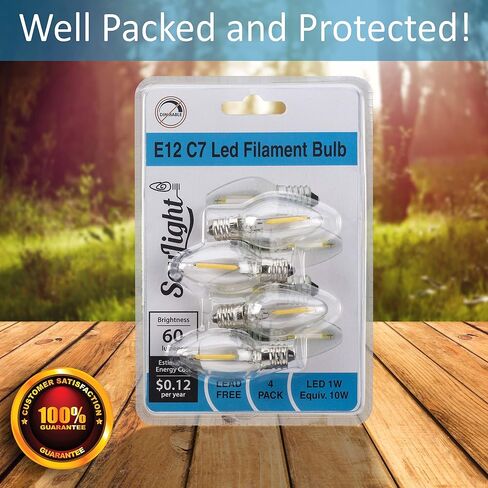 LED Night Light Bulb – C7 E12 LED Bulbs – Candelabra Light Bulbs, 1 Watt Equivalent 10W Incandescent Bulb, Warm White 2700K, Window Candles & Chandeliers Replacement Bulb, 8 Pack in Kuwait