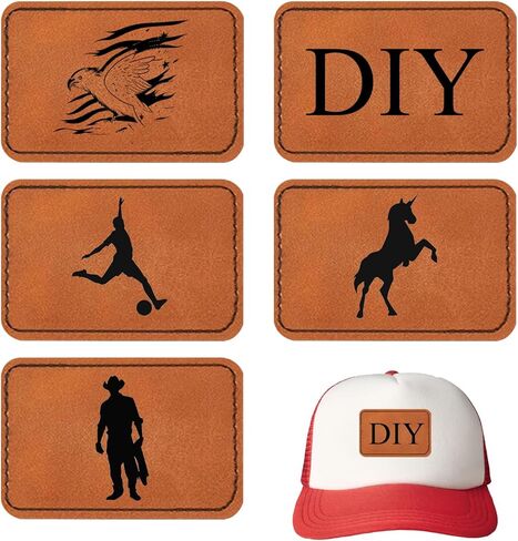 بقعة جلدية فارغة Dohia مع مستطيل لاصق Lasable Lashable Leatherette Patch Rustic Leatherette Paux Leather Patches for Hats Fabric Fabric Sew Sew Laser Supplies D1-Kbpb ( in Saudi Arabia
