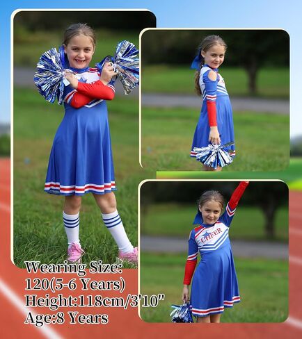 LOLANTA Girls Cheerleader Uniform, Long Sleeve Cheerleading Dress Kids Halloween Costumes Party Outfit Christmas Gifts 5-13Y in Saudi Arabia